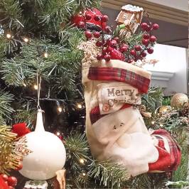 scarponcello natalizio di tessuto per albero di Natale