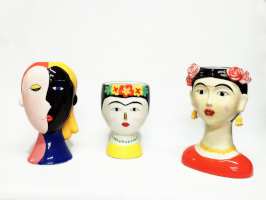 Vasi decorativi a forma di testa per arredamento stile Frida kahlo
